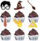 MEFENG 18Pcs Magical Wizard Cupcake Toppers - Glitter Harry P Themed Cake Decorations - HP Theme Birthday Cake Picks - Kids Birthday Party Supplies
