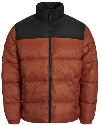 JACK & JONES Men's Jjetoby Puffer Collar Sn Puffer Jacket, Picante/detail: black blocking, L