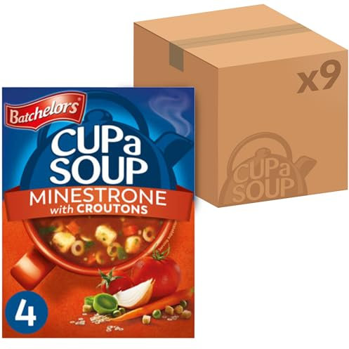 Batchelors Cup a Soup Minestrone with Croutons Instant Soup Sachets, 94 g Box (Pack of 9 Boxes - Each Contains 4 Sachets)