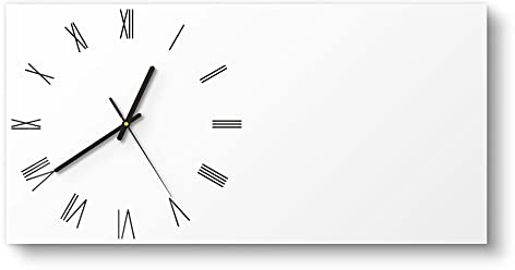 DEQORI Glasuhr | vertikal 60x30 cm | Unifarben - Weiß | große XXL Design Uhr aus Glas | leise Wanduhr für Wohnzimmer & Küche | moderne Hingucker Uhr für die Wand