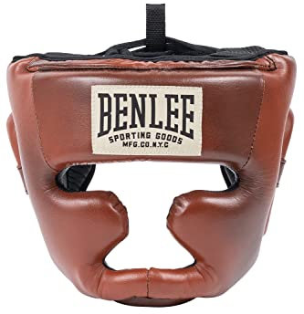 BENLEE Kopfschutz aus Leder Premium HEADGUARD S/M, Brown/Black/Beige