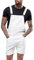 Oanviso Salopette Corta in Denim da Uomo Tinta Unita/Foro Strappato Jumpsuit con Cinturino Regolabile Multi-Tasche Casual Jeans Comodo Salopette Classico Vintage Abiti da Lavoro F Bianco L