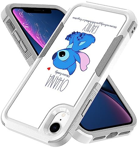 Candykisscase Ohana Means Family Schutzhülle für iPhone Xr, stoßdämpfendes Hart-PC und inneres Silikon, Hybrid-Hybrid-Schutzhülle für Apple iPhone XR