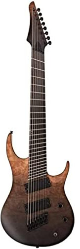 alljita Guitare électrique à 7 cordes fabriquée à la main Generation Pro - Frette en acier inoxydable (8 cordes) - Gris foncé