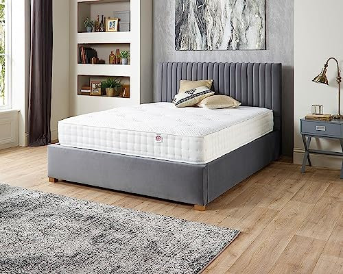 Aspire Beds Doppelseitige Matratze mit Taschenfederkern und 1000 Taschenfederkernmatratze, 23 cm, Naturwolle, mit weißem Rand