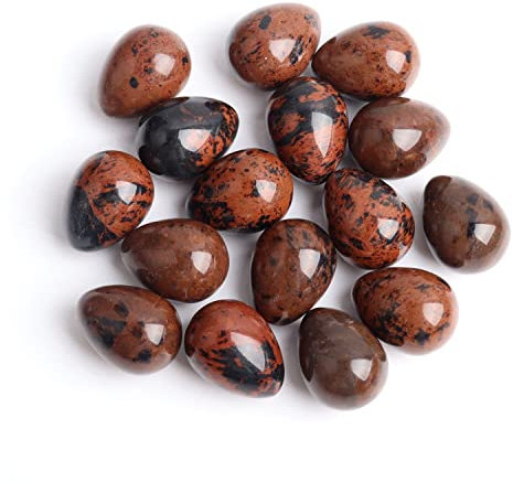 FENRIZ 20 mm natürlicher Ei-Kristall, Massage-Ei-Anhänger, Anhänger, Herstellung, Dekoration, wunderschöner Kristall Haushaltswaren (Color : Mahogany Obsidian, Size : 1pc Egg)