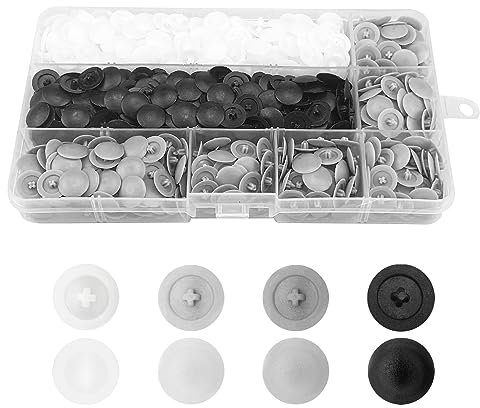 900 Pozi Screw Covers, Plastic Cross Head Screw Caps Fit, Push Fit Furniture Quality Plastic Cap 3mm Diameter Cross Head Screws (Black, White, Dark Grey, Light Grey)