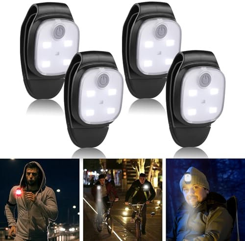 LED Clip Lampe, 4 Modi Lauflicht Blinklicht USB Wiederaufladbar LED Stirnlampe, Flashing Lights, Kleinstirnlampe, USB Wiederaufladbare LED Lauflichter, Für Laufen Joggen Camping Wandern (4)