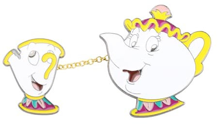 KEYCHIN Mrs.Potts and Chip Brosche von Beauty Beast inspirierte Geschenke Mrs. Potts Tee & Keks Schmuck für Frauen Mädchen, Kupfer