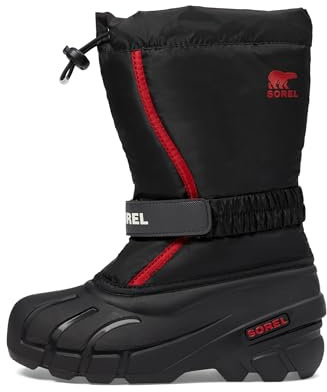 Sorel Flurry Boot, Stivali Invernali, Unisex - Bambini e ragazzi, Black/Bright Red 2024, 33 EU