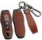 ontto Coque de Protection pour clé - Convient pour Porsche Macan Panamera 918 911 981 991 Boxster Cayenne Cayman - Métal - en Cuir synthétique - Porte-clés de Voiture - 3/4 Boutons - Noir et Marron