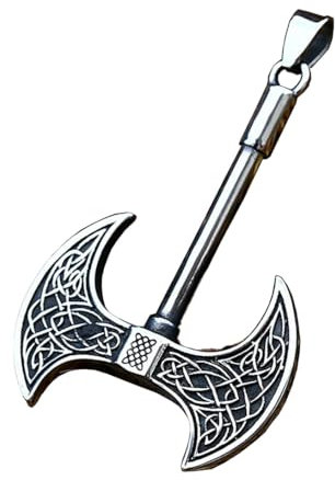 Vintage Double Sided Viking Axe Pendant Necklace For Men Stainless Steel Nordic Celtic Knot Necklace Fashion Amulet Jewelry Gift