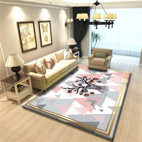 Kunsen Teppich Flur Weich und bequem hochflor Teppich Mehrfarbig Teppich Muster Rutschfester Teppich150x210CM