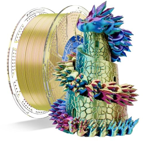 Chitu Systems Conjure Silk PLA 3D Drucker Filament, 1.75mm Triolor Filament, Silk Blau Gold Rot 3D Druck Filament 1KG/2.2lb