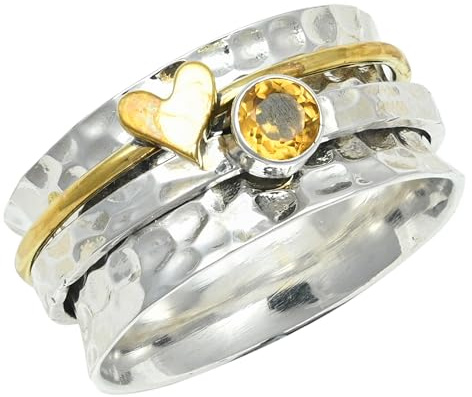 JEWELFORCE Edelstein-Spinnerring, 925er Sterlingsilber, Meditationsring für Männer und Frauen, alle Größen, handgefertigter Schmuck JSR-1271