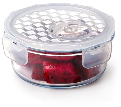 NUTRIUPS 0.45L Glass Food Storage Container, Small Food Storage Container with Leakproof Airtight Lids, Meal Prep Containters -Microwave Safe & Oven Safe (NOT THE LIDS)-Round