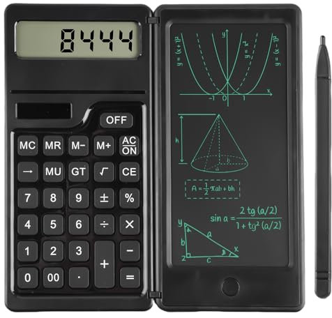 Taschenrechner mit Notizblock, Taschenrechner mit 6.3 Schreibtafel und Stift, Wissenschaftlicher Taschenrechner Solar und Batterie, Faltbarer Tragbarer Taschenrechner für Schule Büro Zuhause