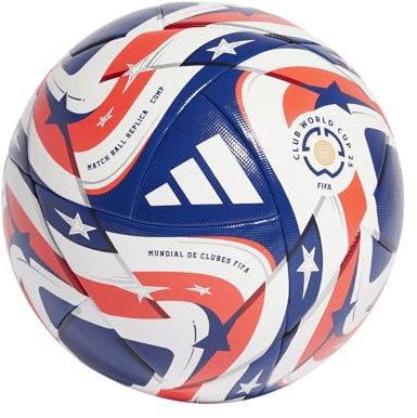 adidas FIFA Club World Cup Competition Ball - Thermally Bonded Seamless Construction, FIFA Quality Pro Certified, Bold Design Inspired by Flags and Stars (White/POBLUE/DKBLUE/Lucre, 5)