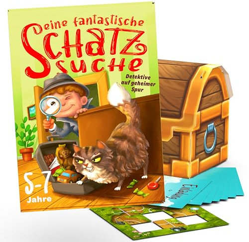 Deine fantastische Schatzsuche – Schnitzeljagd Spiel für 1 bis 7 Kinder von 5 bis 7 Jahren – Komplettset - Kindergeburtstag Spiele - Schnitzeljagd Kinder - Detektive auf geheimer Spur