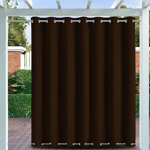 BliRiki Outdoor Vorhänge mit Ösen Oben und Unten, Wetterfest Sonnenschutz Blickdicht, 1 Stück, Braun, B264xH245cm