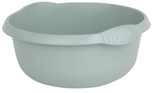 Silver Sage, 7 Litre Capacity - 32cm Stylish Circular Round Plastic Washing Up Bowl High Gloss Chic Finish Multiuse Basin Bowl Kitchen Sink Washtub for Kitchen Sink, Basin Organiser Household
