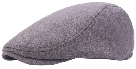 LOIJMK Gorro con visera M. Protección para la nuca, 1 pieza, gorro de globo para hombre, algodón, suave, ajuste elástico, gorro cabbie, gorro para hombre, gorro deslizante, para hombre, negro, gris