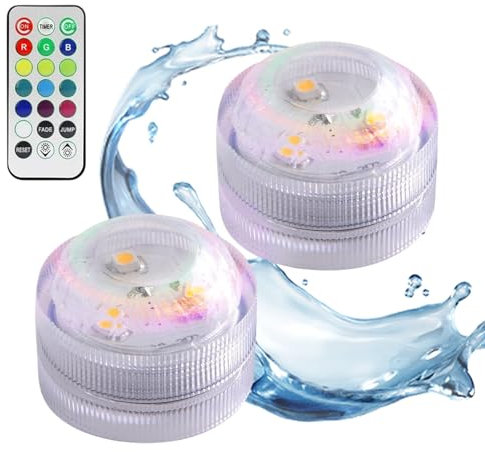 Bettinay 3PCS Small Waterproof Underwater Led Water Feature Light, Hot Tub Lights Lazy Spa with Remote for Pond Bathtub Decorate