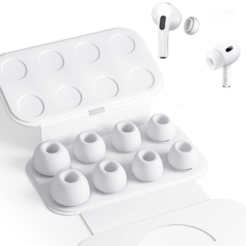4 paia di punte in silicone per Airpods Pro/AirPods Pro 2, con foro di riduzione del rumore, bianco
