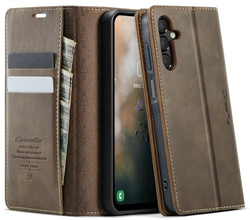 KZB Handyhülle für Samsung Galaxy A16 5G/4G Hülle Premium Leder mit RFID Schutzhülle Klapphülle Magnet Kartenfach Standfunktion Klappbar Flip Case Tasche für Galaxy A16 5G/4G - Braun