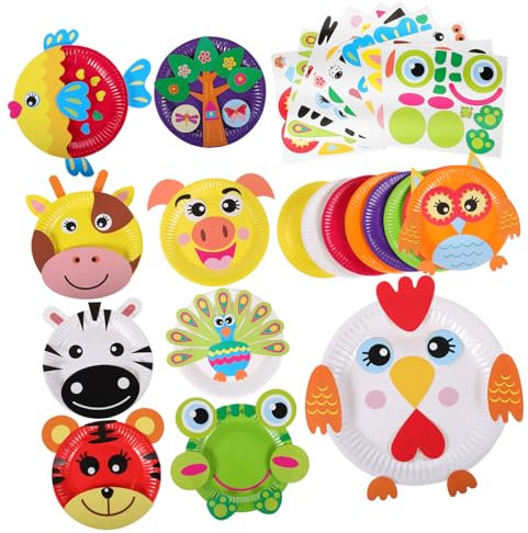 ERINGOGO 1 Satz Diy Pappteller-aufklebermalerei Kleinkind Handwerk Pappteller Zum Basteln Jungenspielzeug Kunstteller Für Kinder Kleinkind Basteln Bastelbedarf Zoopals Pappteller-kit Papier