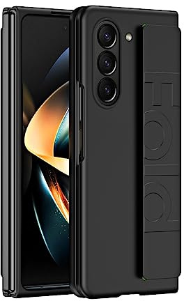 Protección del teléfono Funda con función atril Compatible with Samsung Galaxy Z Fold 5 Funda con agarre de silicona, funda protectora de cuerpo completo con correa Compatible with el dedo Diseño de m