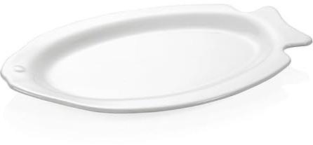 6x Fischteller 37,5 x 25 cm weiß, Porzellan