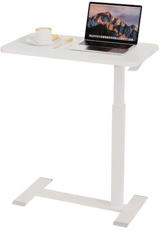 AUFFOKUS Stehpult Höhenverstellbar mit Rollen, Beistelltisch Couch Laptoptisch Schreibtisch Betttisch Couchtisch Rolltisch mit Holzplatte für Wohnzimmer, Sofa, Bett,Pflegebett & Laptop