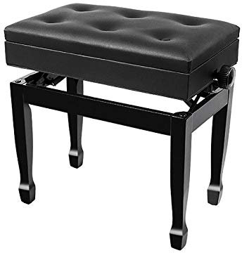 Ergonomischer Klavierhocker aus Holz mit weichem Leder gepolstertem Sitz, langlebiges Design & Bücherfach – perfekt für Musiker und Pianisten, stabile Klavierbank für Komfort