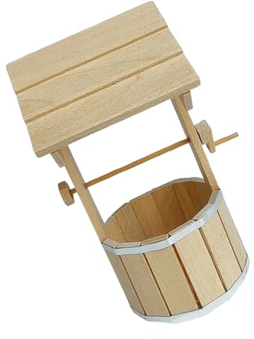 XAGMODSHN Handgemachtes Holzbrunnen Modell Mit Beweglichen Wasserpumpen Miniatur Brunnen Figur Für Realistische Puppenhäuser Garten Landschaftsbau Miniaturgartenzubehör