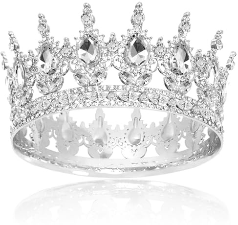 Volle Runde Mädchen Tiara, Strass Krone Kronen, Brautkrone Kristall Damen | Brautkrone Kristall, Sparkly Strass Prinzessin Karneval Kopfschmuck Schmuck für Hochzeit Prom Geburtstag Party
