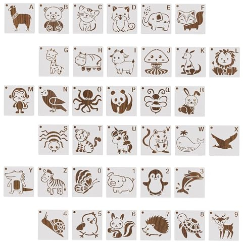 36 Stücke Wiederverwendbare Kunststoff Tiere Schablonen Zum Malen | Tiermalerei Schablone Tier Malschablonen für DIY Malerei Schule Scrapbooking