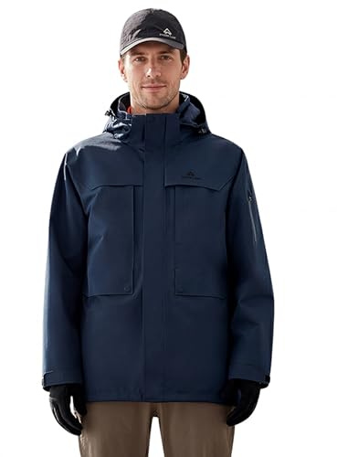 Pioneer Camp Regenjacke Herren Wasserdicht Bis Starkregen (15000+mm) Atmungsaktive Outdoor-Jacke Wanderjacke Mit Abnehmbarer Kapuze Und 5 Taschen