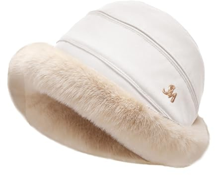 Vossmi Strickmützen für Damen Wintermütze Strick Cape Damen Hut Fischermütze Fellmütze Plüsch Mütze Damenmützen Fluffy Elegant Kunstpelz Cloch Winddichte Mütze Fleece Futter