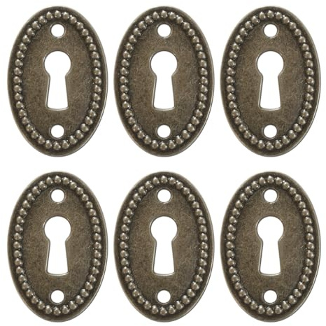 Gutol Lot de 6 plaques de clés et rosaces de serrures antiques 35 x 23 mm – Design en laiton vintage pour une décoration rétro de maison ou de magasin