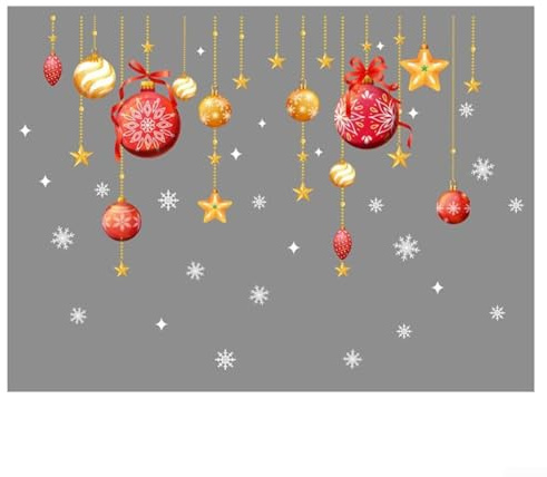 Autocollants électrostatiques pour fenêtre avec boules de Noël et flocons de neige, autocollants en PVC conçus pour décorer les surfaces vitrées et les murs de la maison pendant la saison
