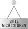 OFFORM DESIGN Hängeschild Bitte Nicht Stören 175x65 mm mit Saugnapfhaken Aluminium Silber-matt eloxiert Text einseitig Metallkette Nr.31044-ES
