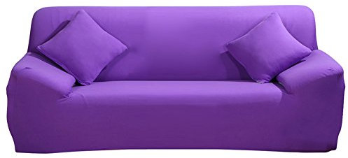 ele ELEOPTION Sofa Überwürfe Sofabezug Stretch elastische Sofahusse Sofa Abdeckung in Verschiedene Größe und Farbe Herstellergröße 195-230cm (Violett, 3 Sitzer für Sofalänge 170-220cm)