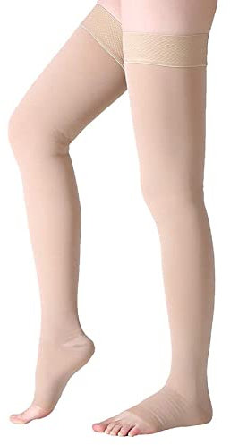 Wallfire Medizinische Kompressionsstrümpfe, 23-32mmHg Oberschenkel Stützstrümpfe für Damen Herren Relief Verhindern Krampfader (Color : Skin Color, Size : XXL)