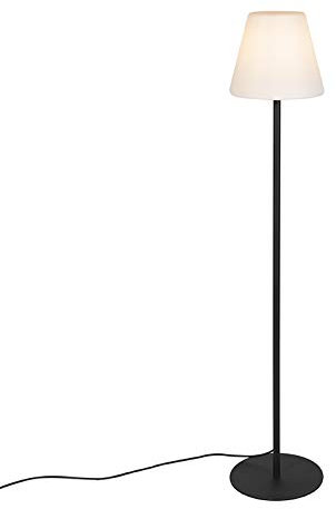 Qazqa - Moderne AußenStehleuchte I Stehlampe I Standleuchte I Lampe I Leuchte schwarz - Virginia I Außenbeleuchtung - Edelstahl Länglich I Oval - LED geeignet E27