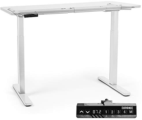 Duronic Sit Stand Up Desk Top Frame Converter TM22 WE, Electric Standing Sitting Height Adjustable Riser Desks Ergonomic Standup Workstation for Office Home Laptops Monitor Computer - Frame Only White