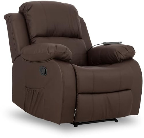 Don Descanso - Poltrone Relax Elettriche con Calore Trevi Marrone Reclinabile a 160º con 8 Motori Silenziosi, Sistema di Massaggio a 4 Zone [Telecomando Incluso]. Poltrone per anziani