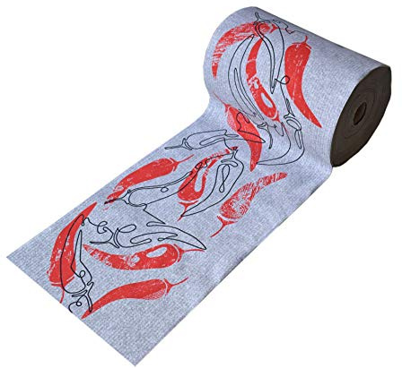 HomeLife PVC Küchenläufer waschbar & rutschfest | 52 × 180 cm | PVC Teppich Läufer für Küche, Flur & Bad | Polyester Teppich für Eingangsbereich Innen & Außenbereich | Rote Chili Paprika