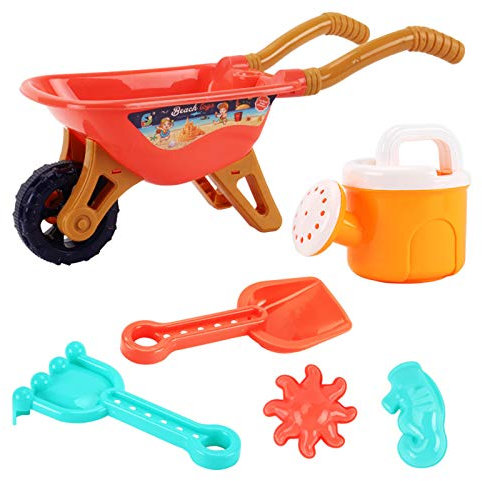 Kids Wheelbarrow Gardening und Seaside Beach Play Set Baby Spiel Schubkarre Gartenwerkzeug Eimer Schaufel Sandkasten mit Griff Sandspielzeug für Outdoor-Aktivitäten mit Zubehör wie Bucket Geschenk