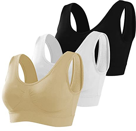 Memoryee Sport BH Damen Große Brüste Starker Halt Push Up Ohne Bügel 3er Pack Set Gepolstert Joggen Yoga Laufen Reiten Bra Crop Top Multi1 5XL